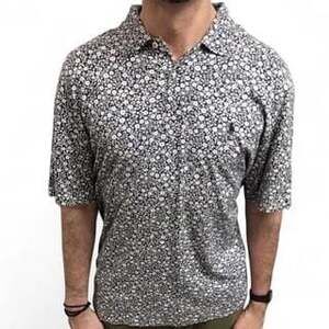 Vintage 90s Ralph Lauren Floral Polo Shirt - Blue & White, Size XL